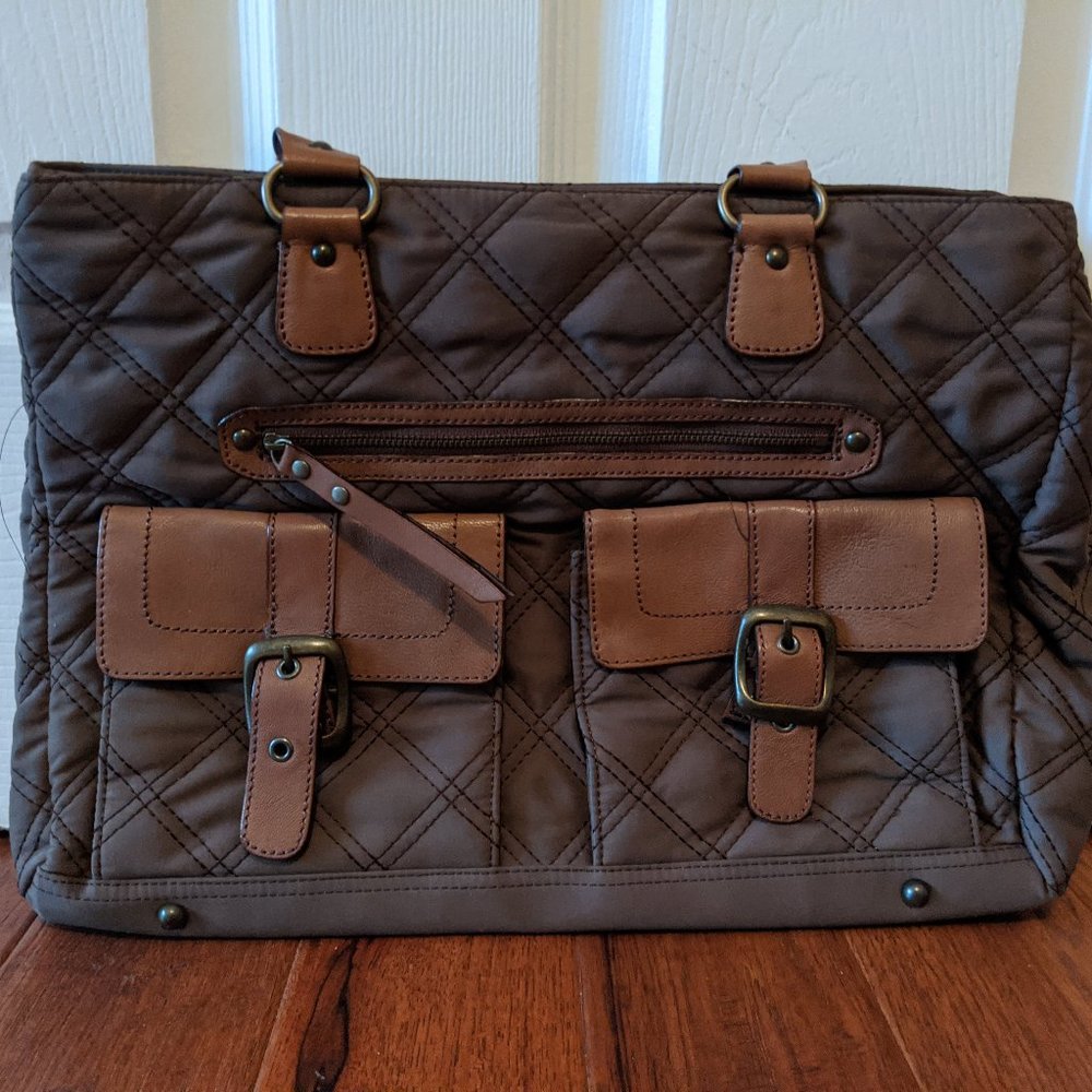 Brown quilted handbag